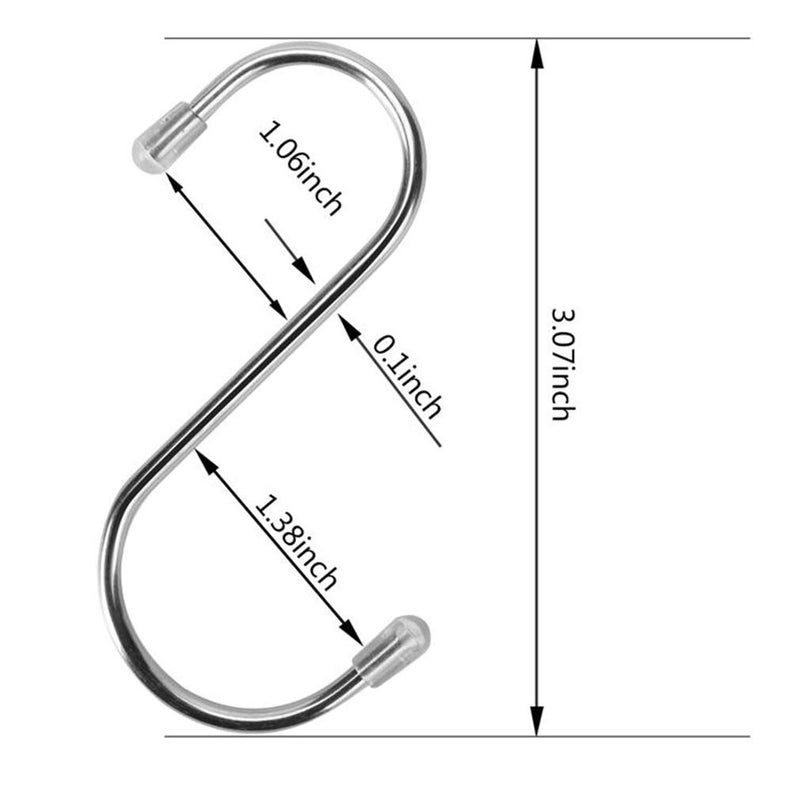 Siasky 10 Pcs S Hooks for Hanging, 3.07 Inch Heavy Duty Stainless Steel S Shaped S Hooks for Hanging Plants, Clothes, Pot, Pan, Cups (Silver) - Image 2